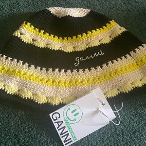 Ganni Cotton Crochet Bucket Hat